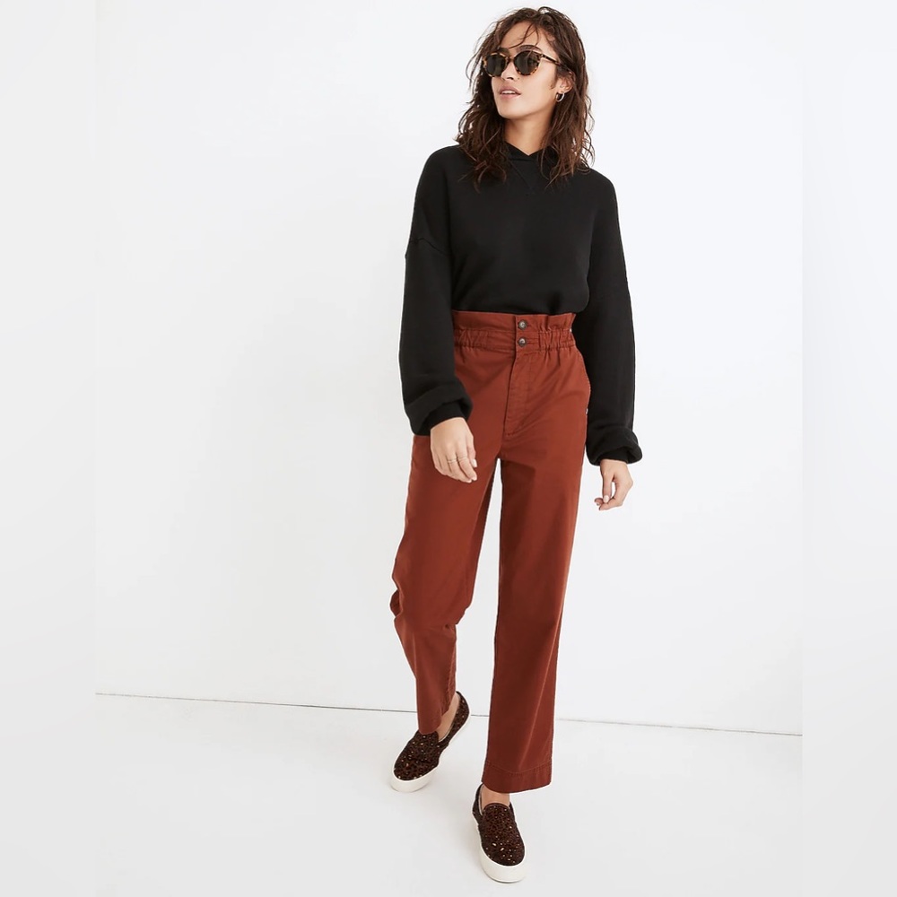 ❌SOLD ❌NWT Madewell Paperbag Tapered Pants in Red Rust - 4